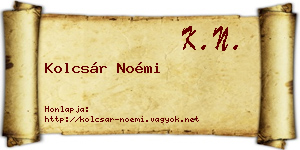 Kolcsár Noémi névjegykártya